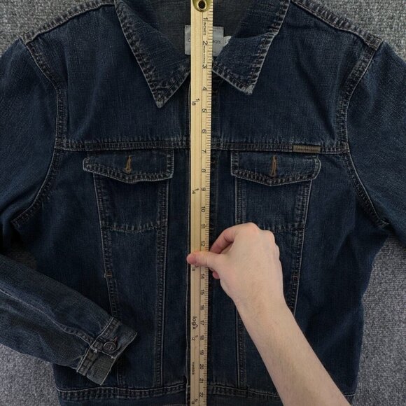 Calvin Klein Large Blue Denim Button Up Jacket Cotton Adult Women Trucker Pocket - Picture 2 of 14